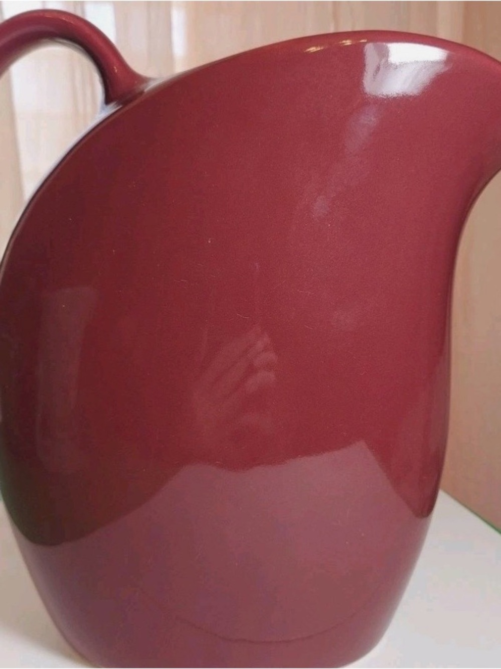Ceramic Pitcher in Deep Burgundy - Unbranded